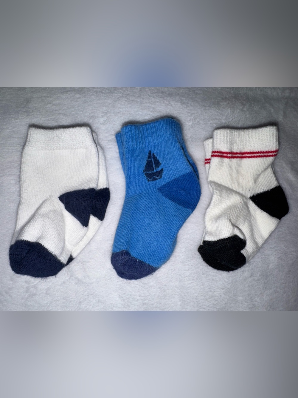 Baby Crew Socks Assorted Blue and White - 3 Pack